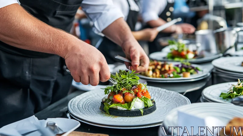 Exquisite Salad Preparation by a Skilled Chef AI Image