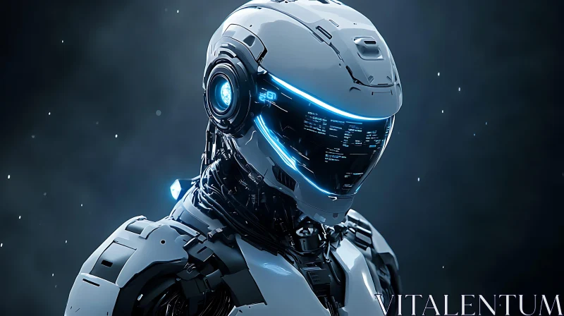 Sleek Cyborg in a Dark Background AI Image