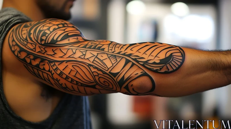 Detailed Tribal Tattoo on Arm AI Image