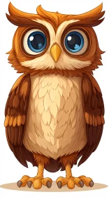 Cartoon Owl with Expressive Eyes