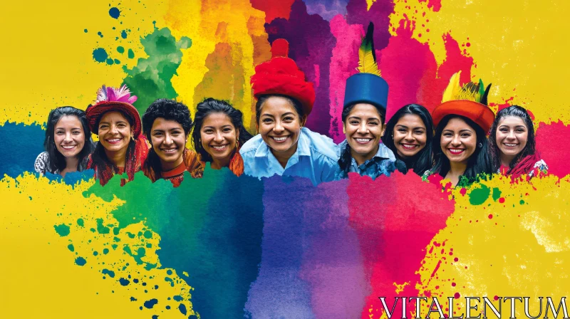 Colorful Cultural Portrait of Smiling Women AI Image