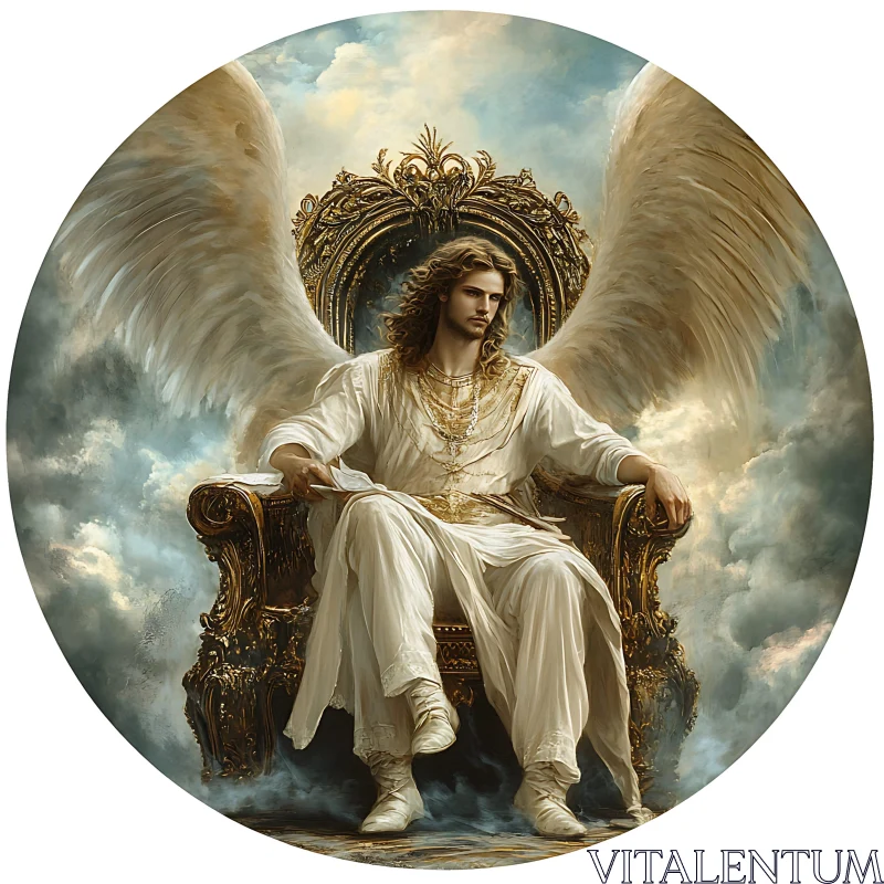 Angel on Throne with Wings AI Image