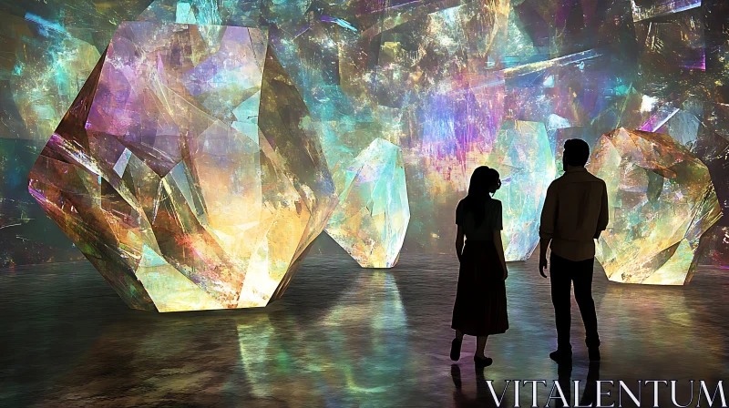 Colorful Geometric Crystal Installation AI Image