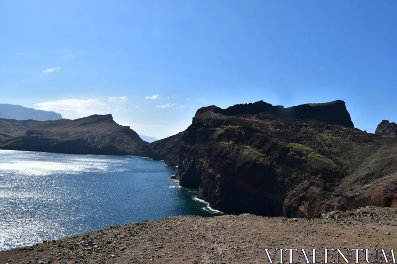 Rugged Madeira Coastline with Calm Ocean View Free Stock Photo