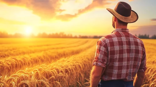 Farmer Contemplates the Wheat Field