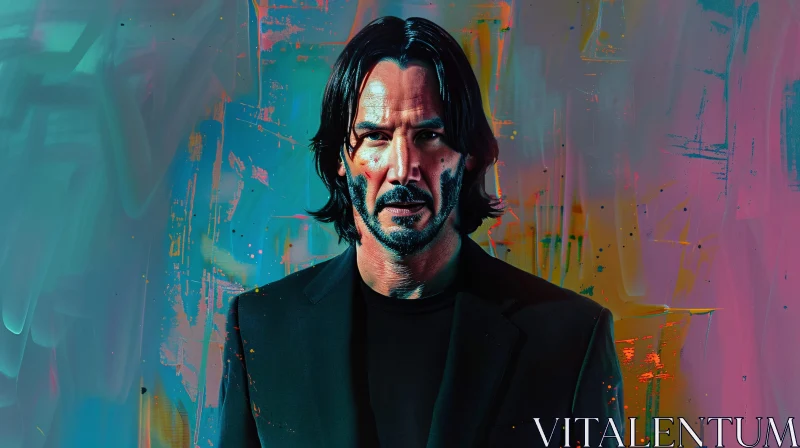 Abstract Art Featuring Keanu Reeves AI Image