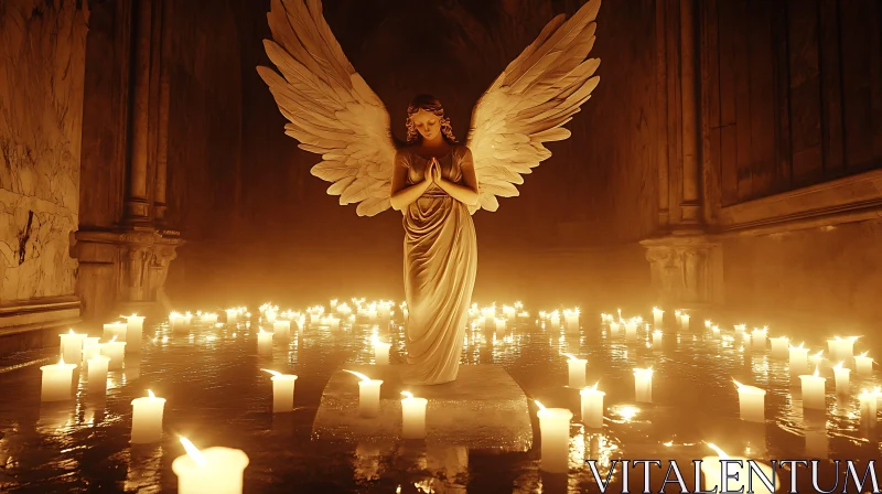 AI ART Guardian Angel Amidst Flickering Candles