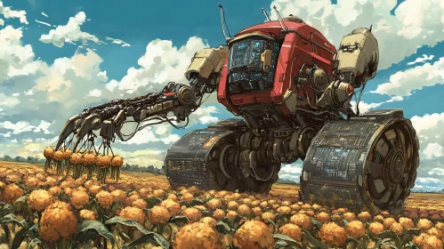 Agricultural Robot Harvesting Crops