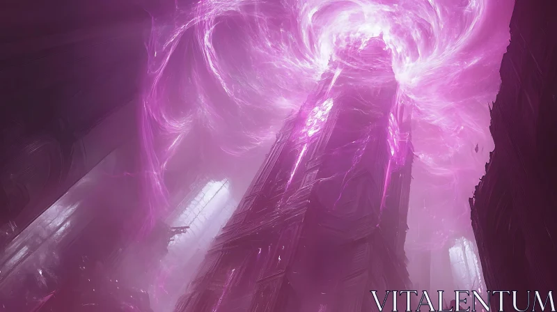 AI ART Mystic Purple Energy Around Ancient Building