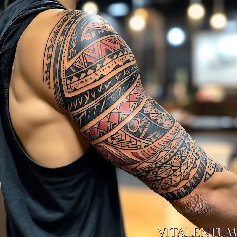 Intricate Tribal Tattoo Sleeve AI Image