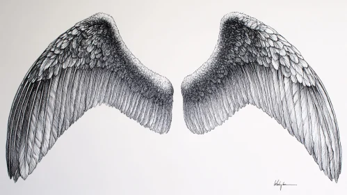 Monochrome Angel Wings Art