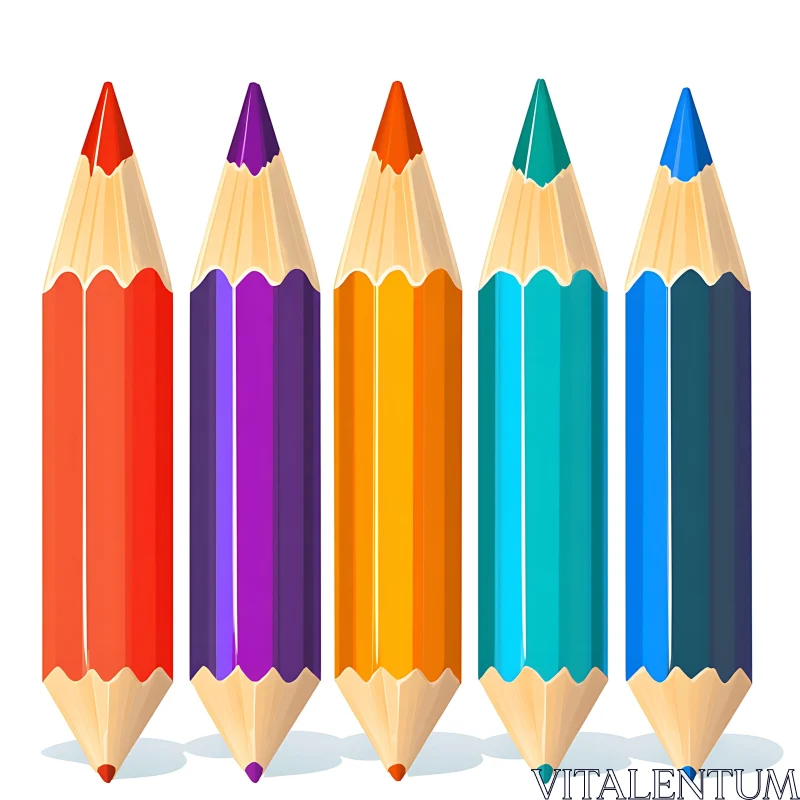 AI ART Vibrant Colored Pencils on White Background