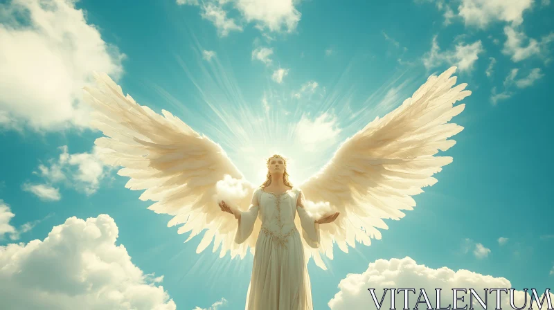 AI ART Heavenly Angel with Open Wings