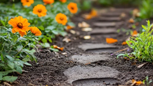 Pathway Through Blooming Flowers