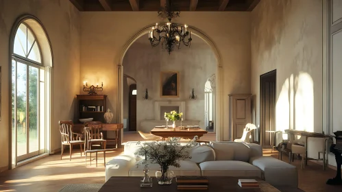 Sunlit Interior with White Sofa