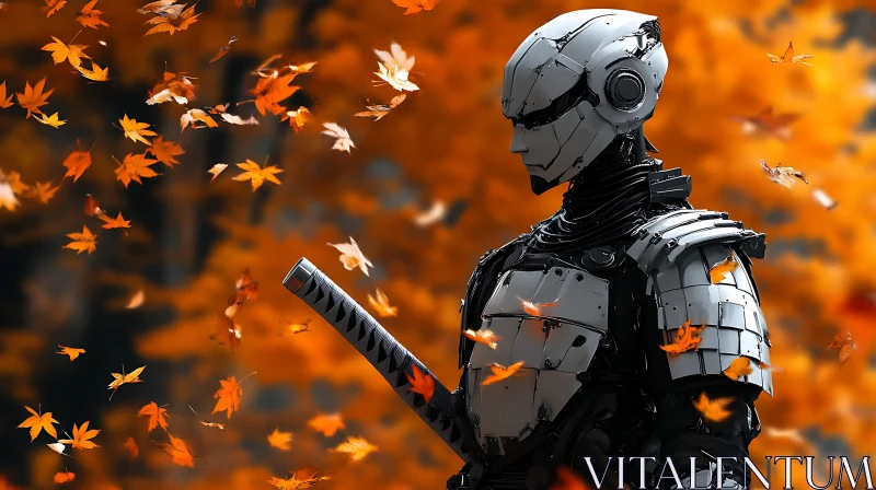 Cyborg Warrior in Fall AI Image