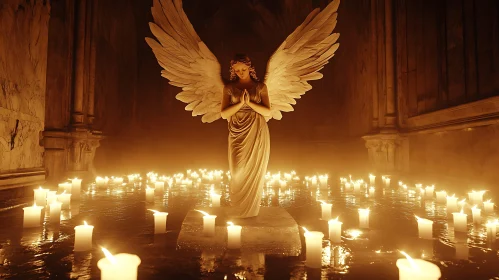 Guardian Angel Amidst Flickering Candles