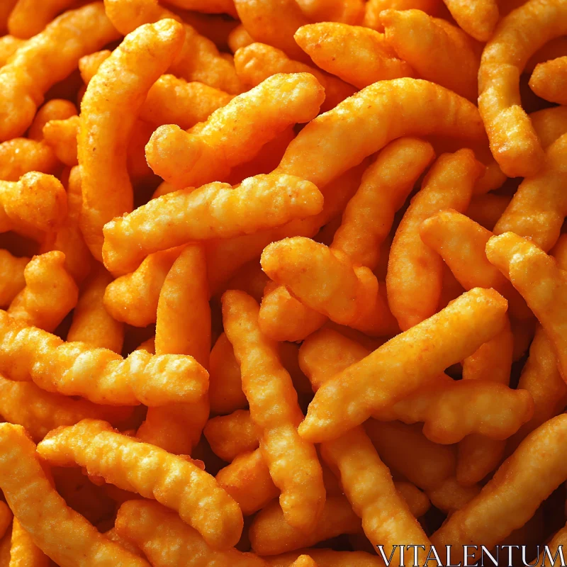 Golden Cheese Puffs Imaged Close-Up AI Image