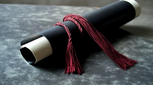 Black Scroll with Maroon Fringe