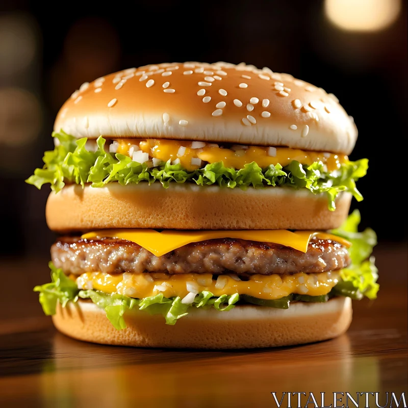 Mouthwatering Double Cheeseburger AI Image