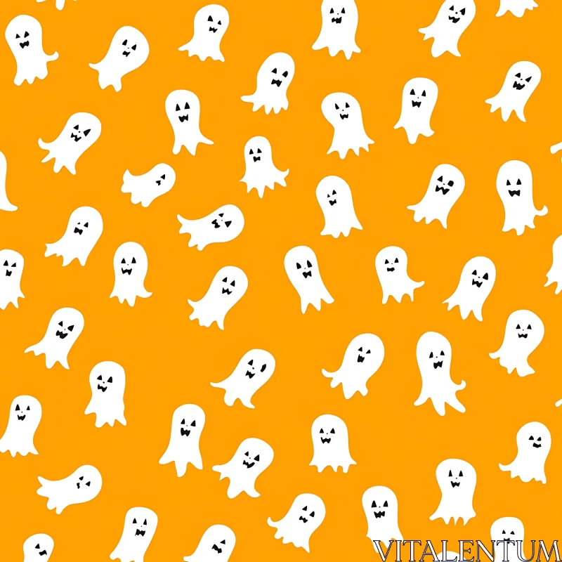 AI ART Playful Halloween Ghosts Seamless Design