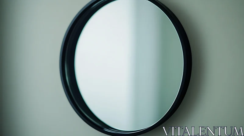 Circular Mirror with Black Frame AI Image