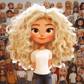 Stylized Doll Portrait with Crowd