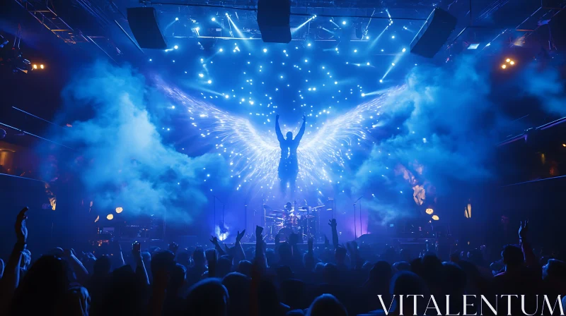 AI ART Blue Light Concert with Angel Wings