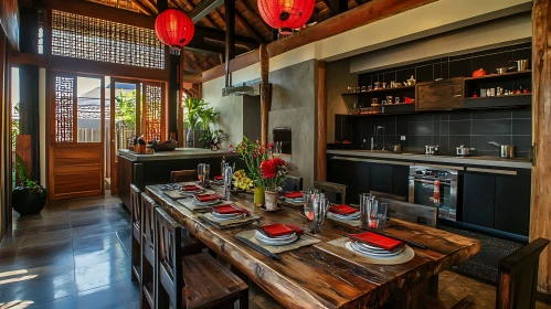 Elegant Dining Space with Wooden Table