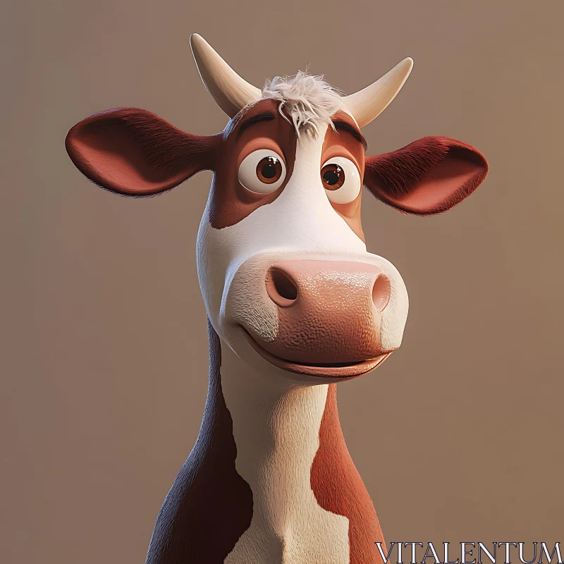 AI ART Animated Cow with Gentle Expression