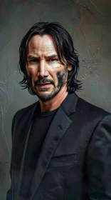 Keanu Reeves Black Suit Portrait