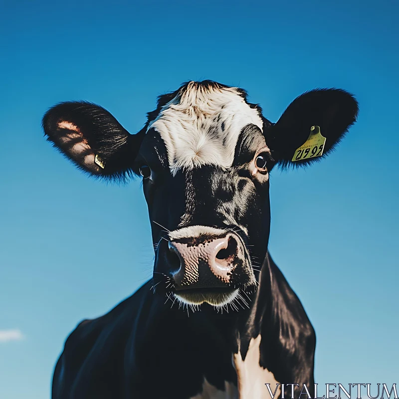 AI ART Black and White Cow Close-Up