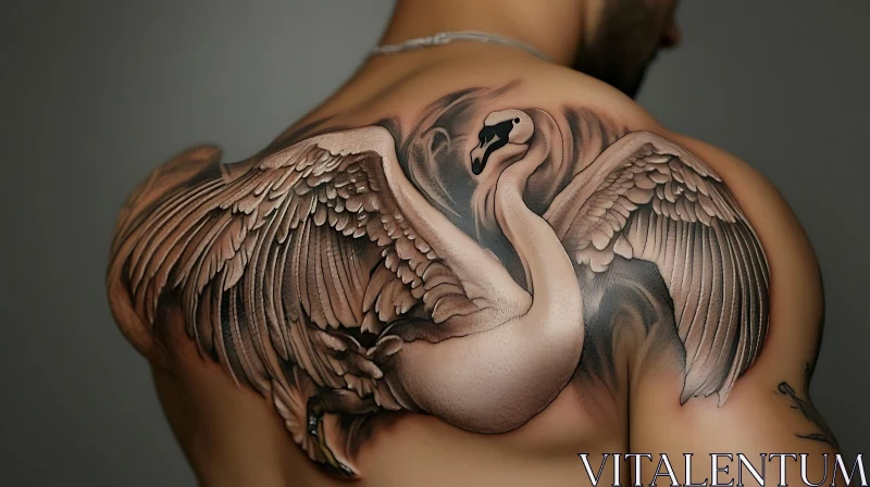 Realistic Swan Tattoo on Shoulder AI Image