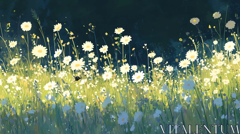 AI ART White Daisies in a Summer Meadow