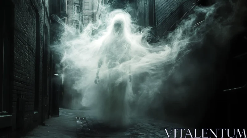 Ghostly Figure in Urban Mist AI Image