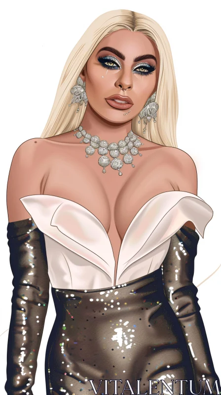 Illustration of Lady Gaga AI Image