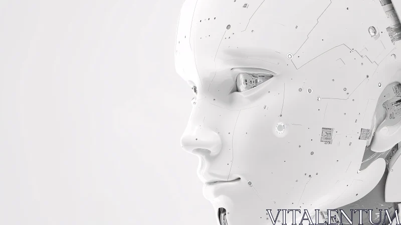 Detailed Cyborg Facial Design in White AI Image