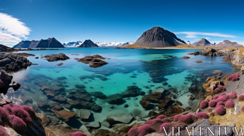 Captivating View of Rocks and Green Lake | Nature's Wonder AI Image