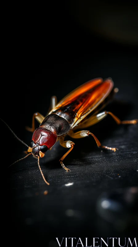 Cockroach on Black Soil: A Study in Light Amber and Bronze AI Image
