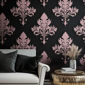 Pink Damask Floral Pattern Interior