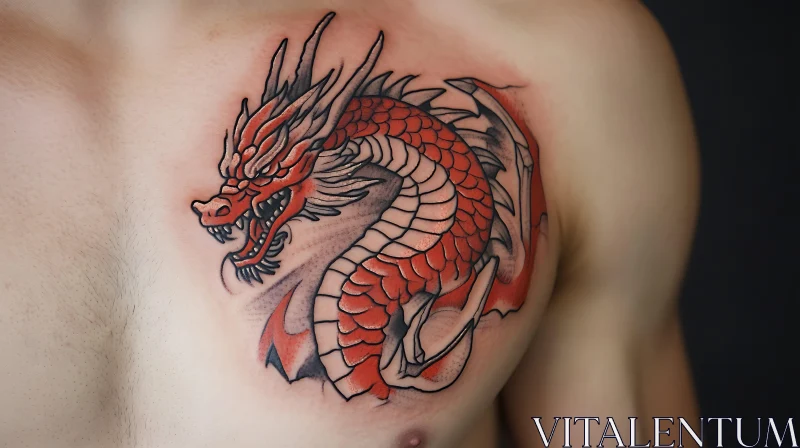 Fierce Red Dragon Body Art AI Image