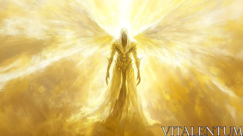 Golden Angel with Wings AI Image