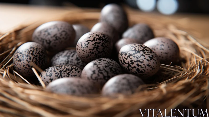 AI ART Easter Nest with Eggs: Pointillist and Marbleized Artwork
