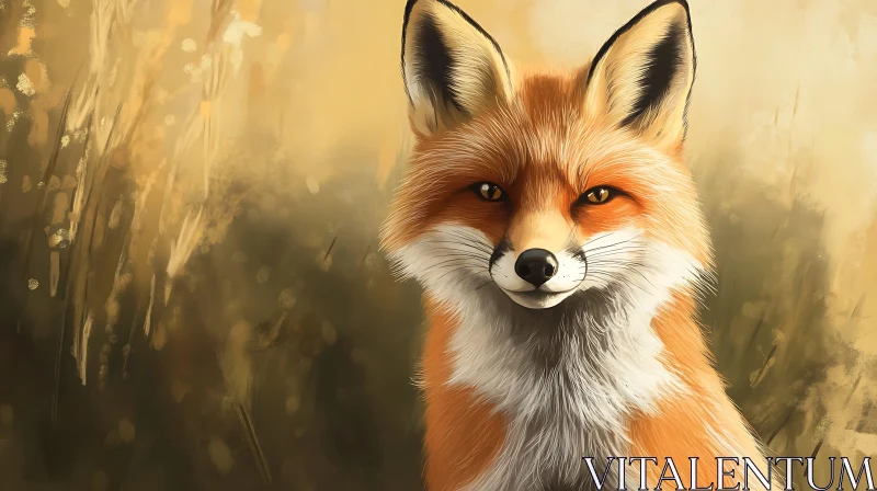 Fox Portrait with Golden Background AI Image