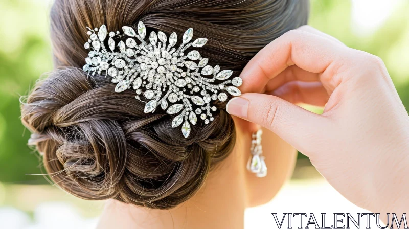 Elegant Silver Floral Hair Accessory for Classic Bun Hairstyles AI Image