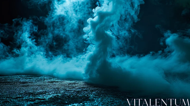 Enigmatic Blue Smoke Cloud Rising from Water - Abstract Art AI Image