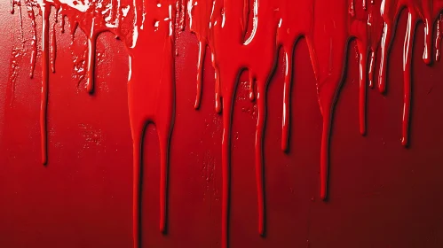 Scarlet Descent: Fluid Red Paint Abstract