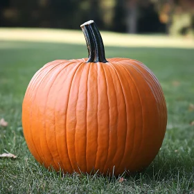 Orange Pumpkin on Green Background