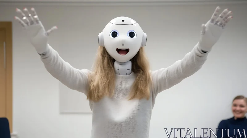 AI ART Humanoid Robot with Welcoming Gesture