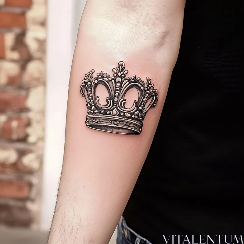 Intricate Crown Tattoo on Arm AI Image